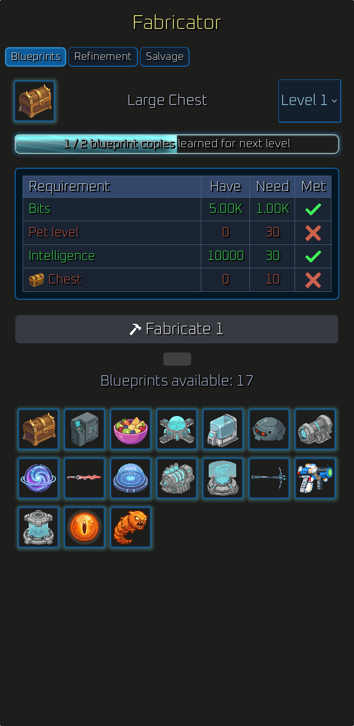 Fabricator Salvage tab