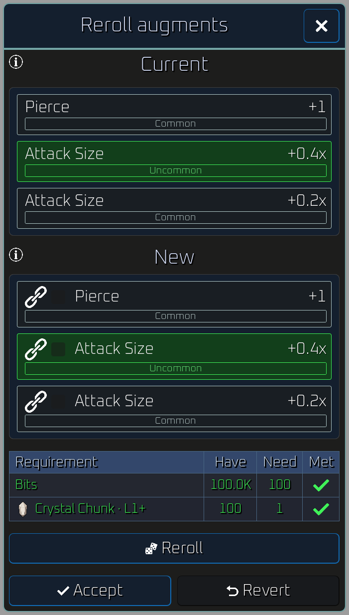 Augment reroll UI