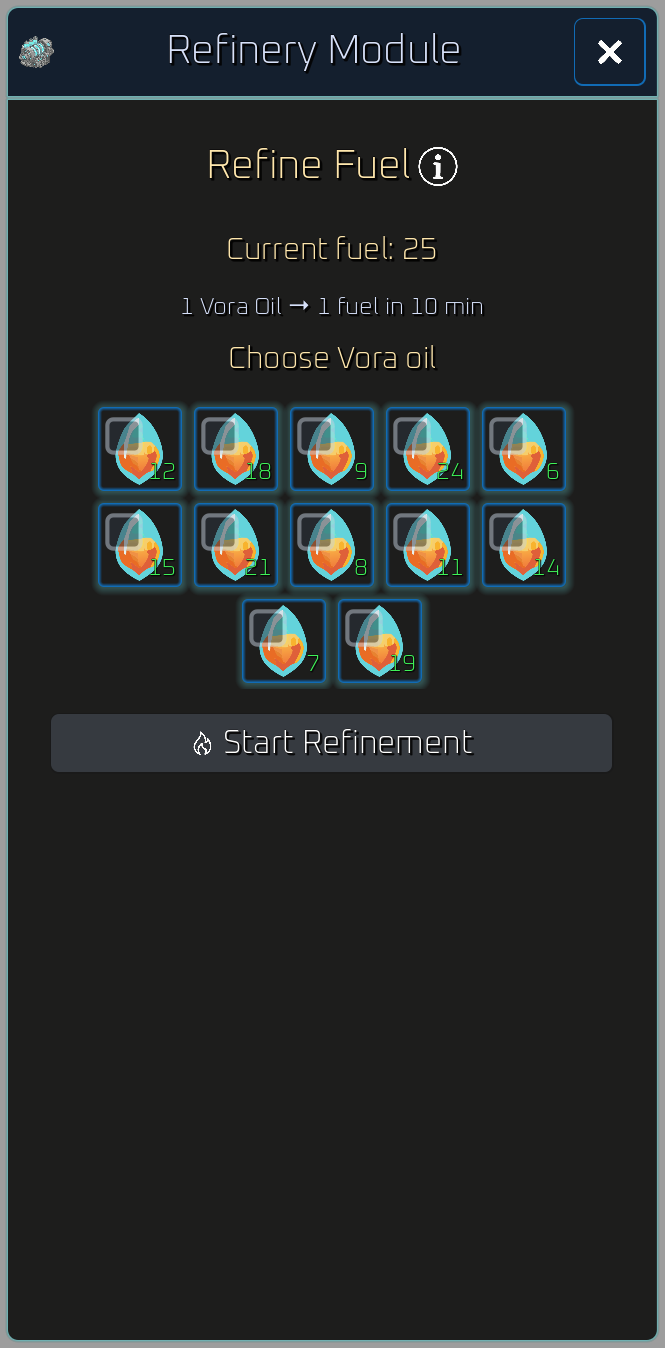 Refinery Module modal